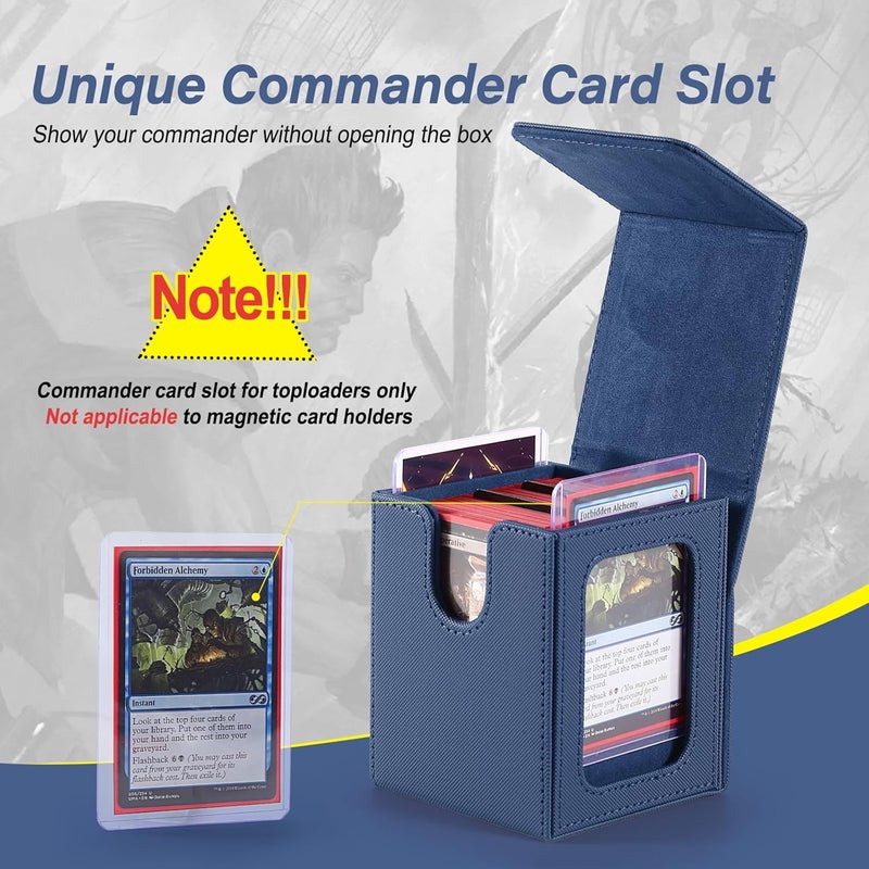 Stepane MTG Deck Box, Double Display Window MTG, Commander Deck Box Fits 120+ Single Sleeved Cards, PU Leather Magnetic Closure Card Box with 2 Dividers&2 Toploaders for TCG, CCG, Blue - Image 5